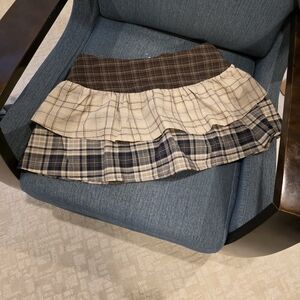 Chic Plaid Mini Skirt in Brown and Cream